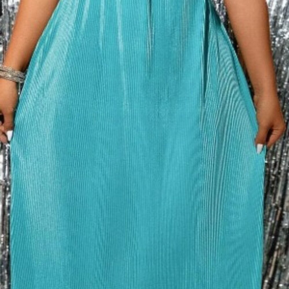 Allurite Plus Size Women Solid Color Twist Bust Maxi Elegant Dress